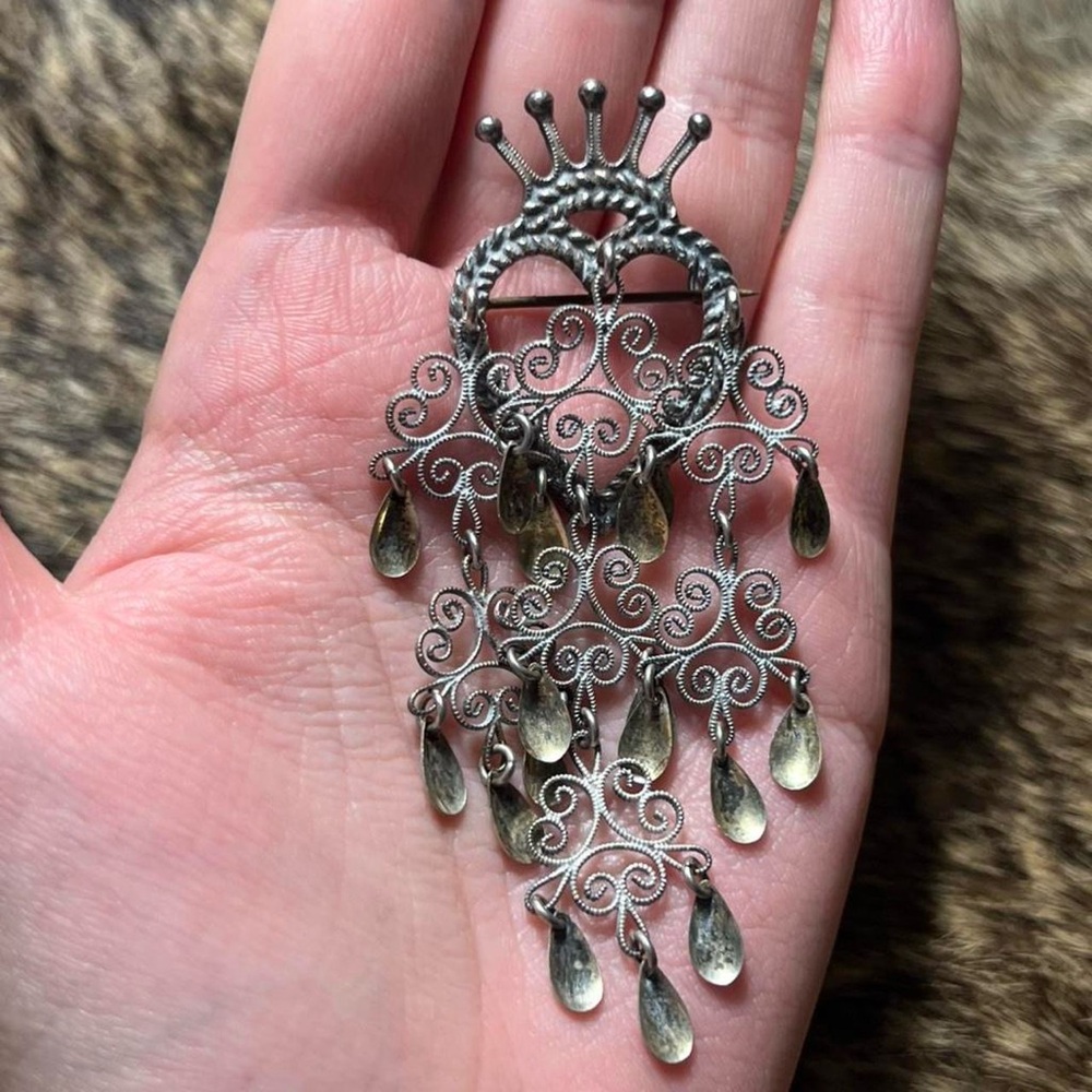 Sterling silver Norwegian solje wedding brooch - Picture 2 of 4